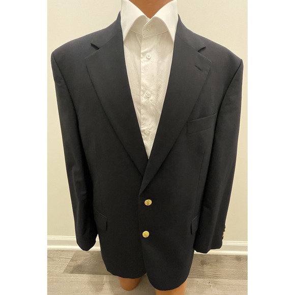 Brooks Brothers Blazer 46R Loro Piana Brooksease Navy Gold Buttons Preppy Jacket